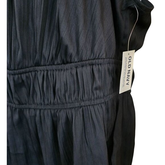 Old Navy 2X Black Sleeveless Peplum  tank goth whimsygoth dark academia rouching - Picture 2 of 6